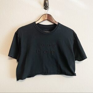 Iggy Pop x Drop Party Black Short Sleeve Cropped T Shirt Size Medium